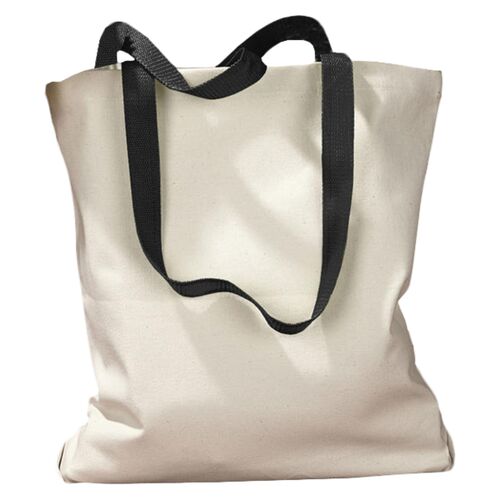 Canvas Tote with Contrast-Color Handles Thumbnail
